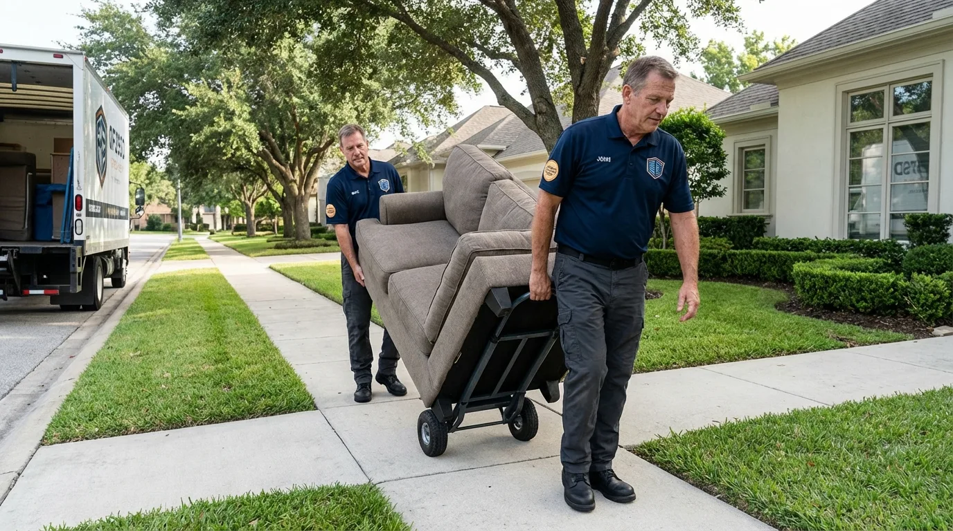 Local residential moving crew loading furniture in Oskaloosa, IA